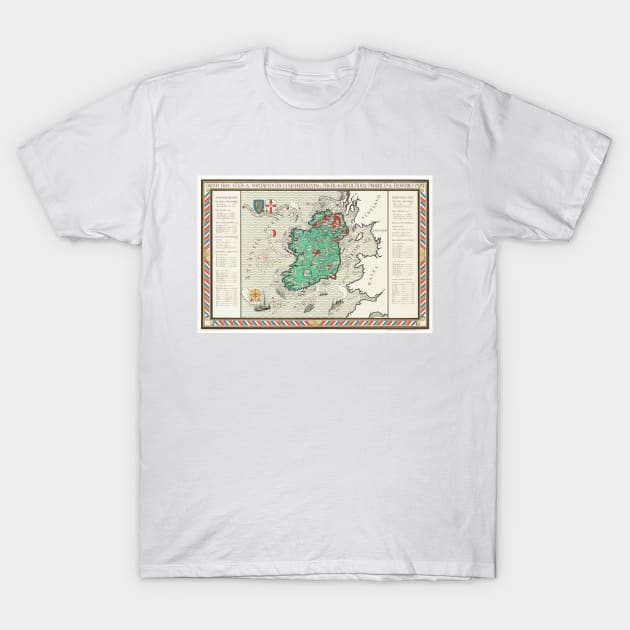 Old Vintage Map of Ireland by MacDonald Gil (1929) T-Shirt by RetroGeek